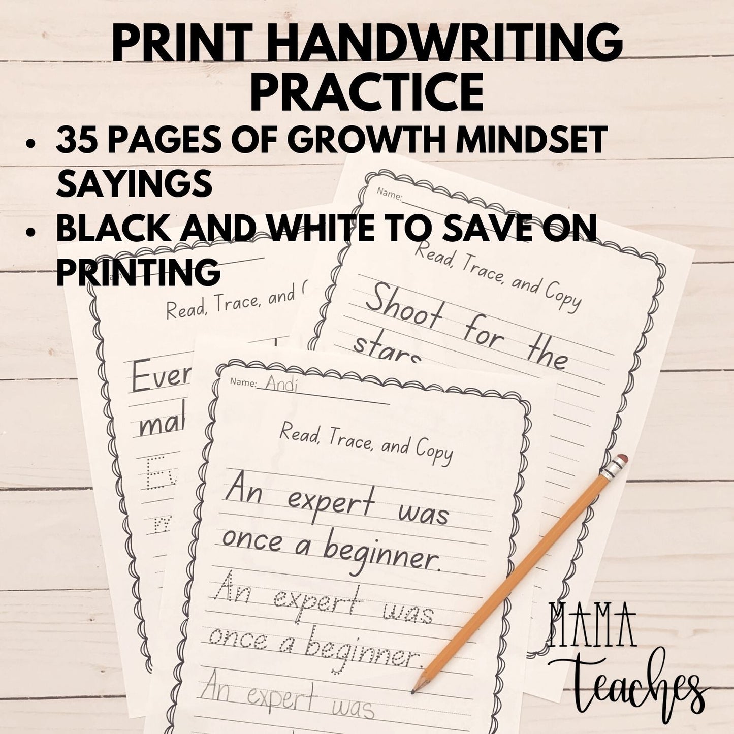 Growth Mindset Print Handwriting Practice