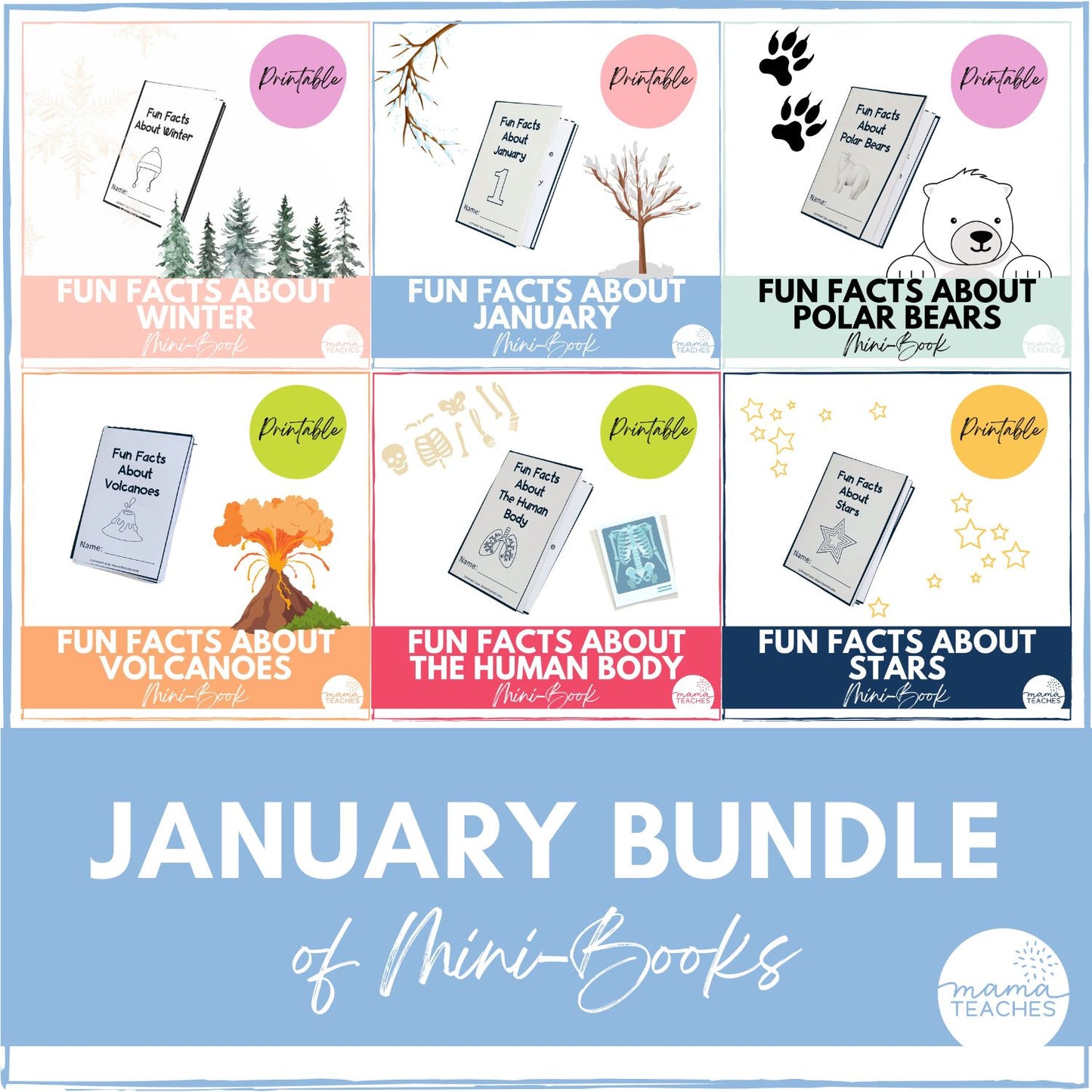 January Fun Facts Mini Books BUNDLE