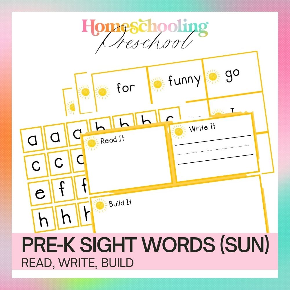 Pre-K Sight Words Read, Write, Make Activity Mat
