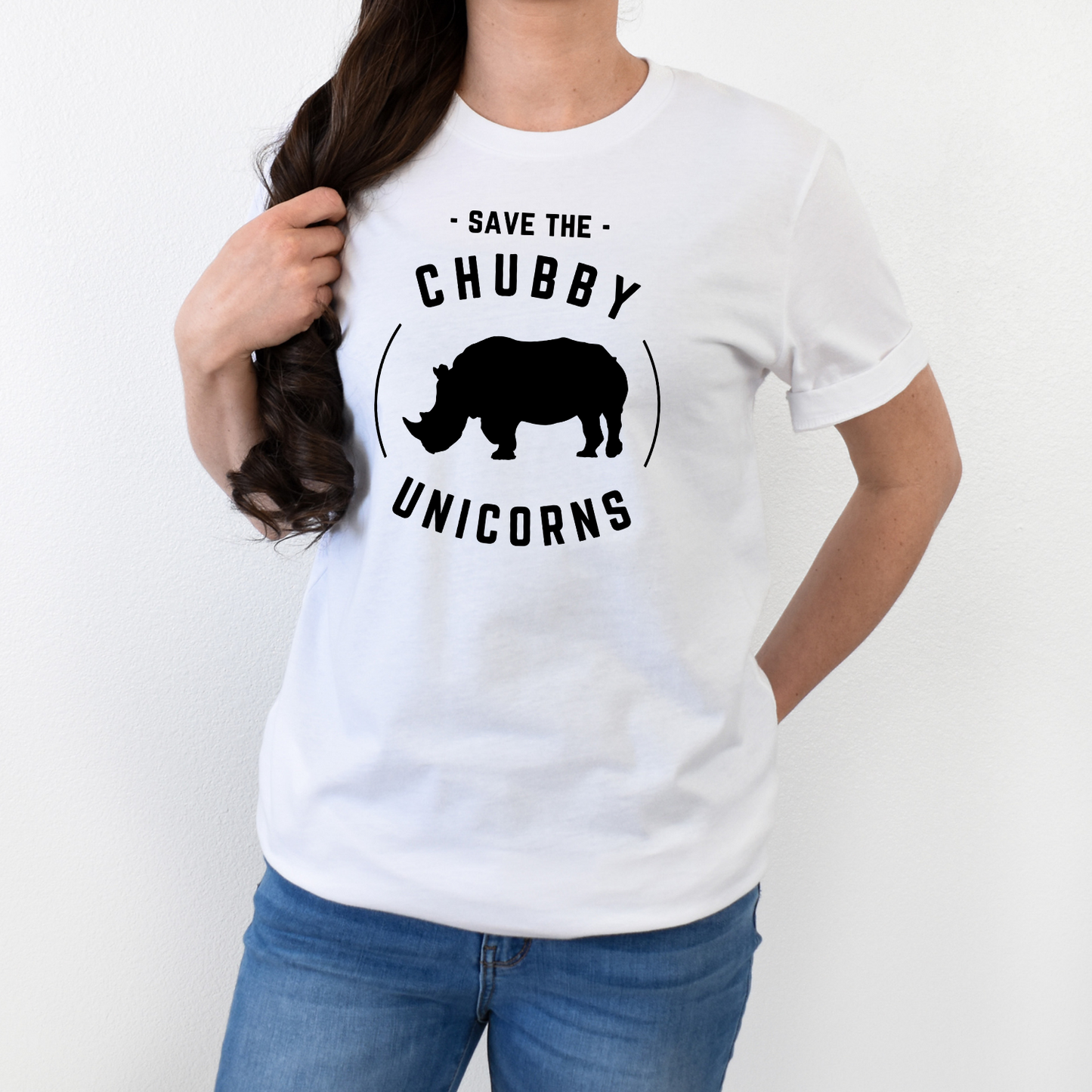 Save the Chubby Unicorns White Short-Sleeve Cotton T-Shirt