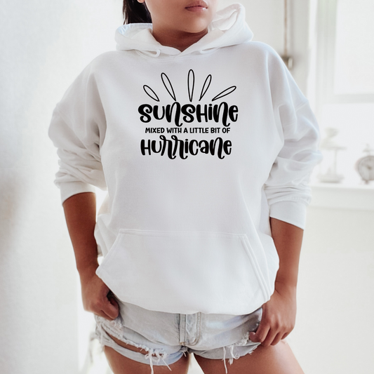 Sunshine and Hurricane White Long Sleeve Hoodie Sweatshirt