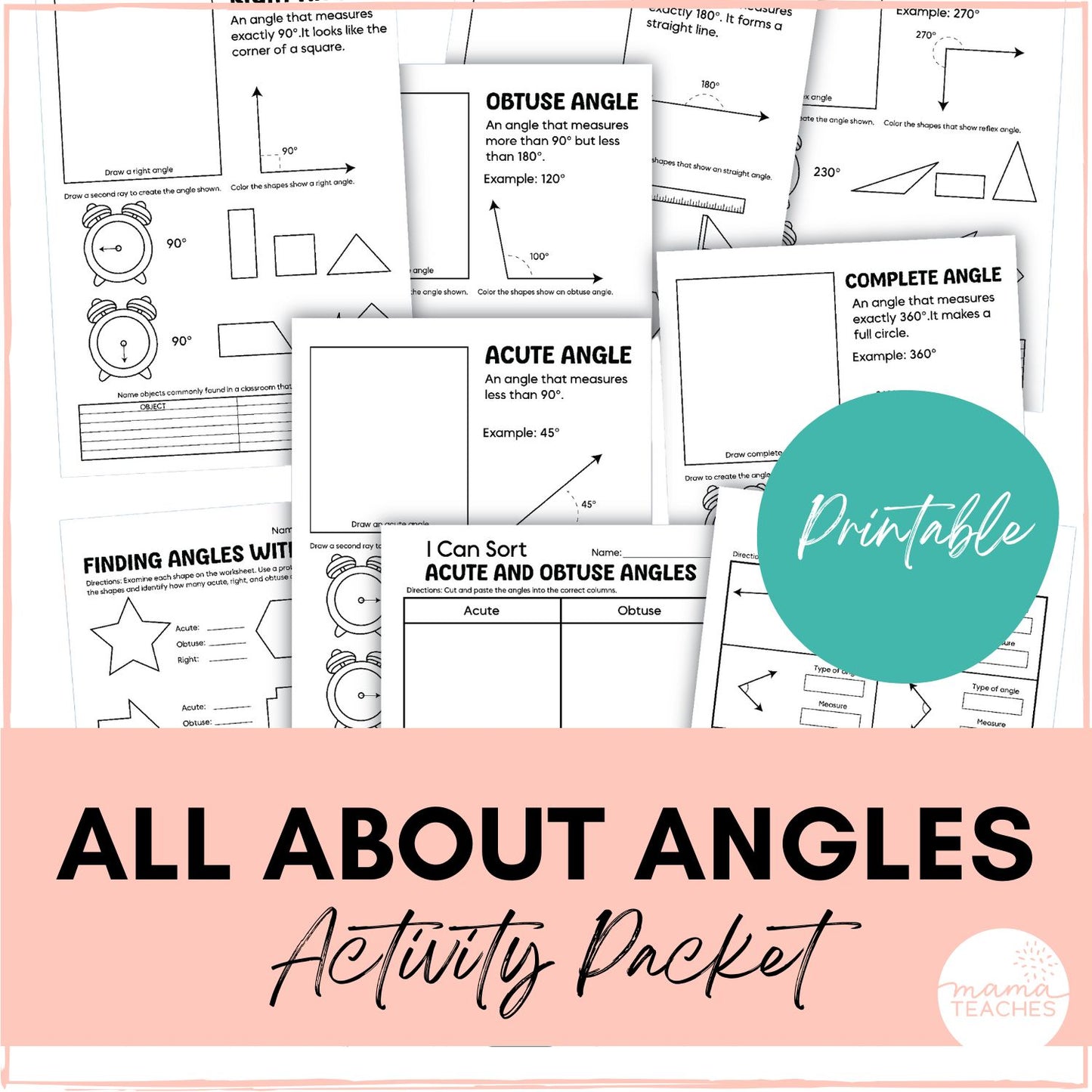 All About Angles Activity Packet