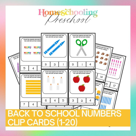 Back to School Numeracy (1-20) Clip Cards