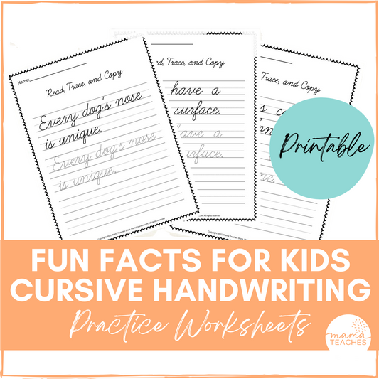 Fun Facts Cursive Handwriting Practice