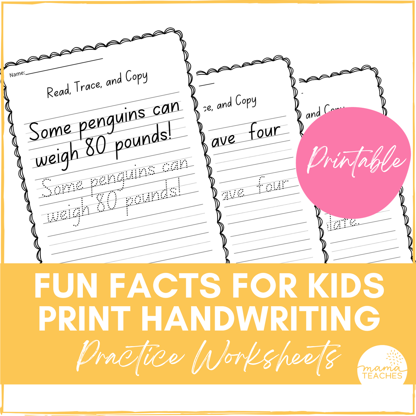Fun Facts for Kids Print Handwriting Practice