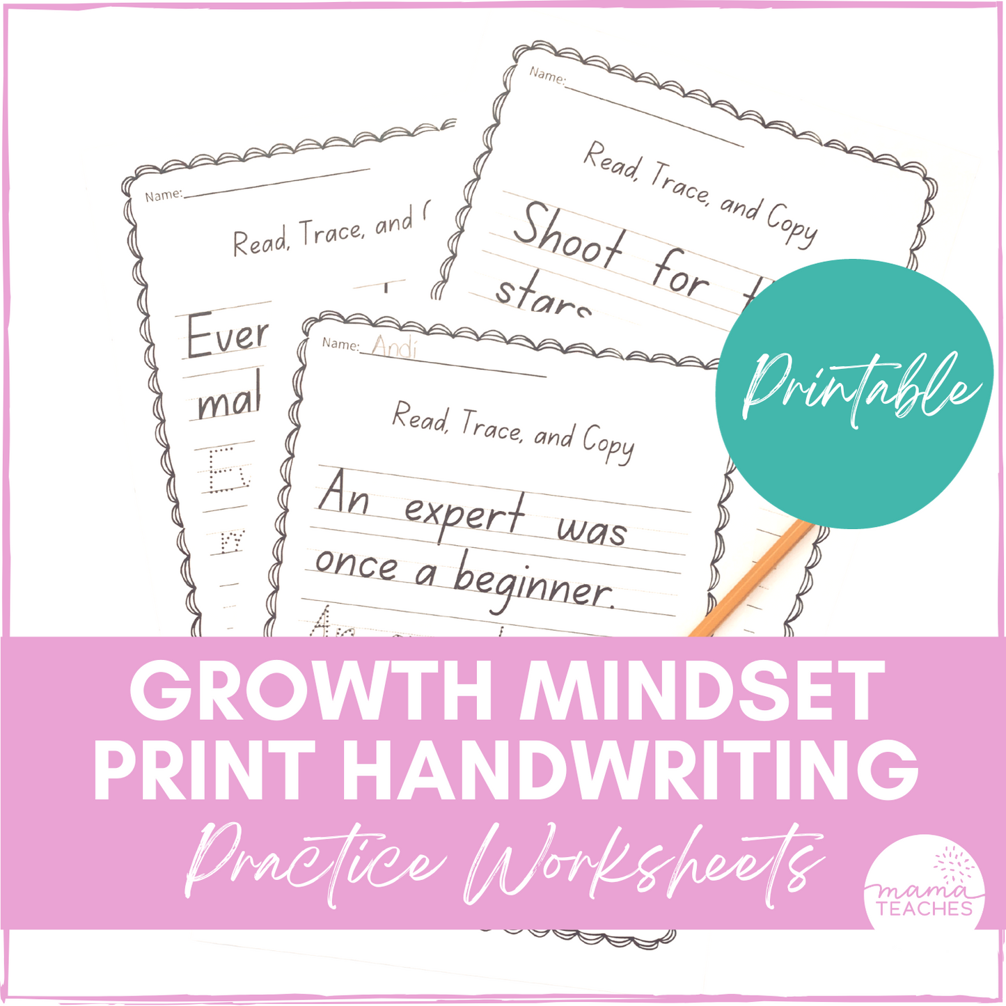 Growth Mindset Print Handwriting Practice