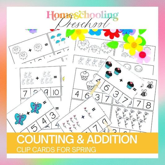 Spring Counting and Addition Clip Cards