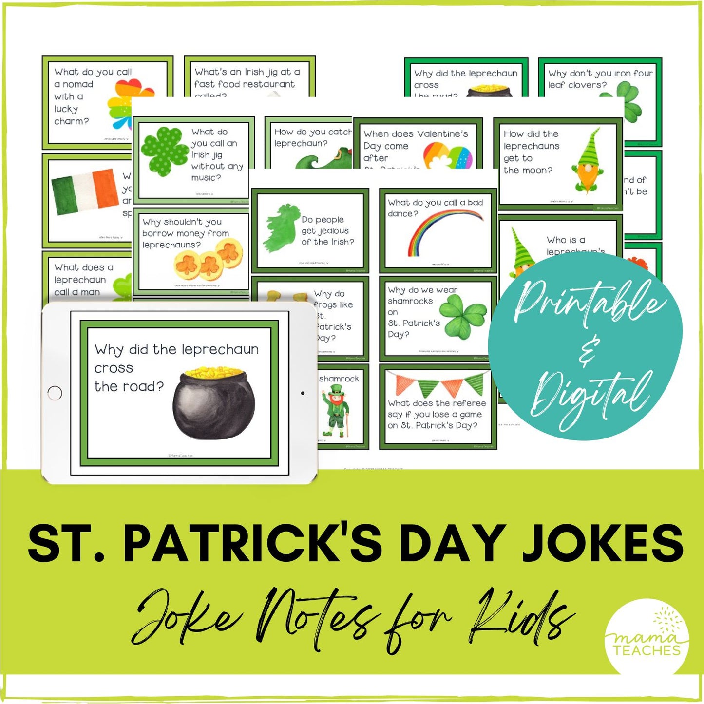 Jokes for Kids - St. Patrick's Day Jokes for Kids {Print & Digital}