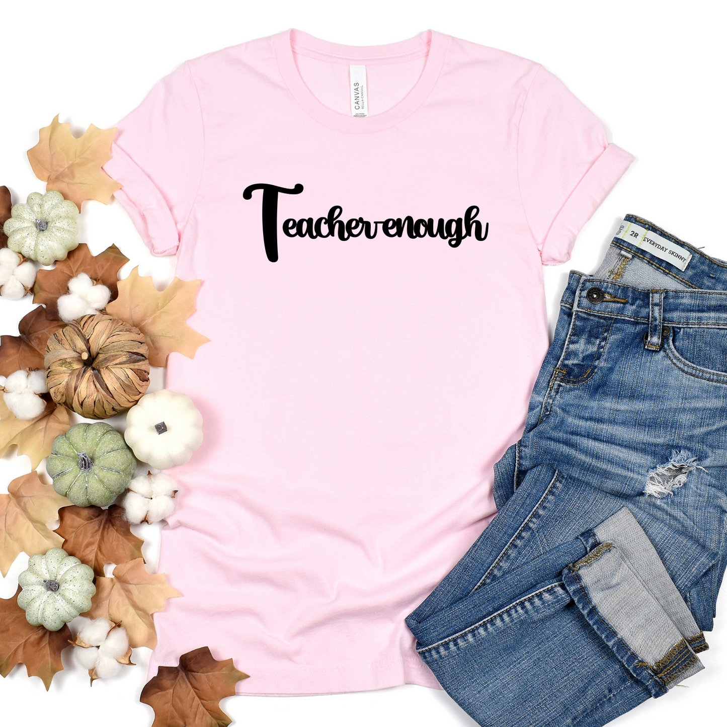 Teacher-enough Pink Short-Sleeve Cotton T-Shirt
