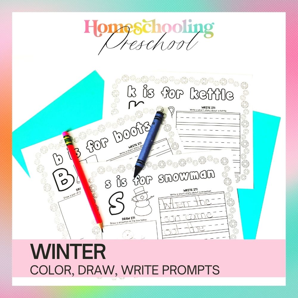 Winter Color, Draw, and Write Prompts