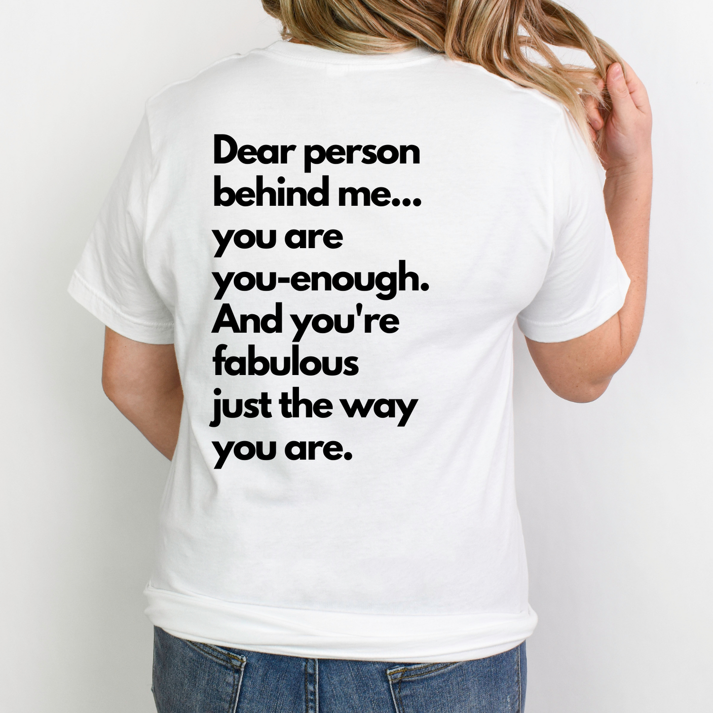 You are You Enough White Short-Sleeve Cotton T-Shirt