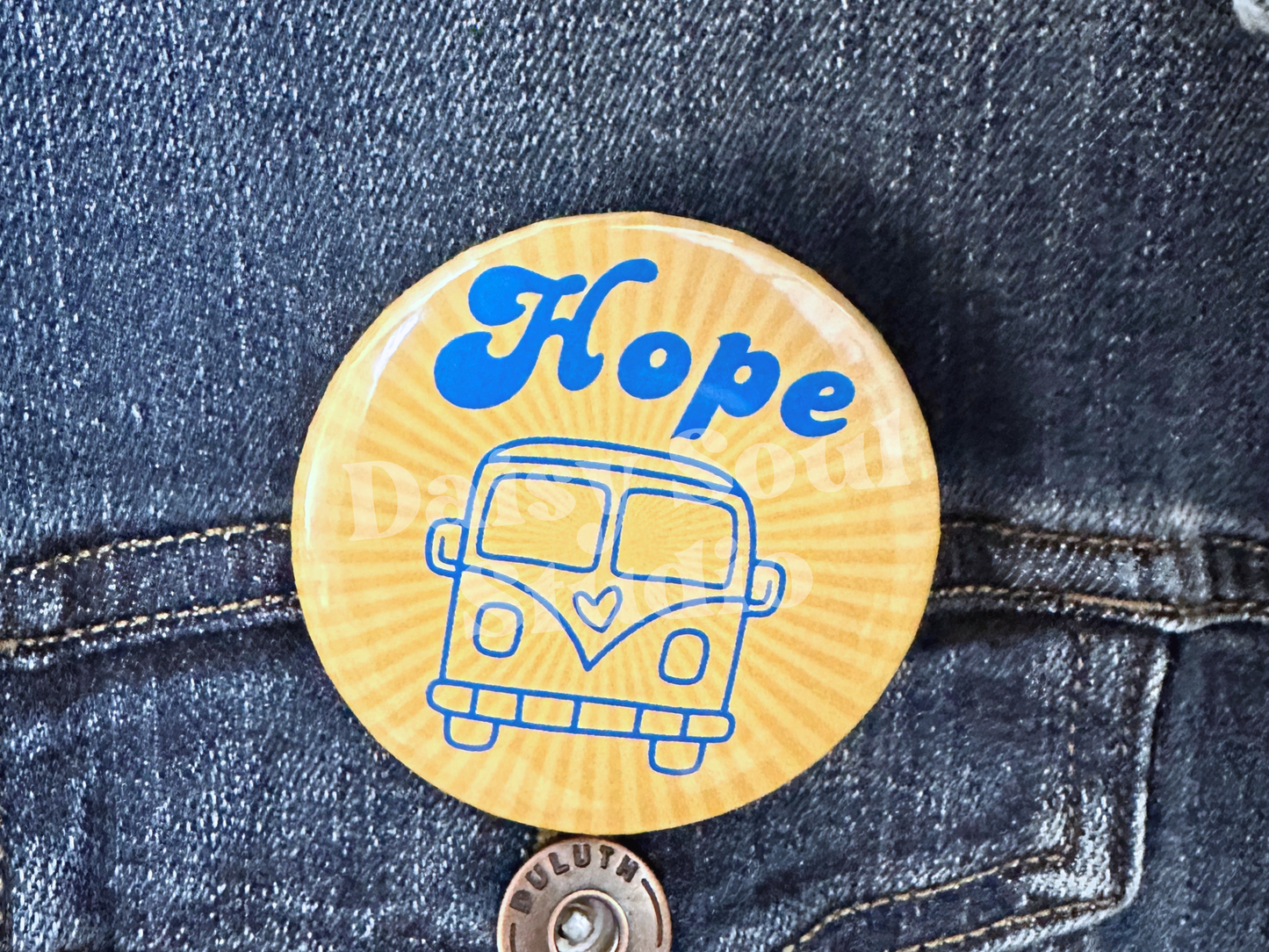 Hope Vintage Retro Bus Pin - 2.25"