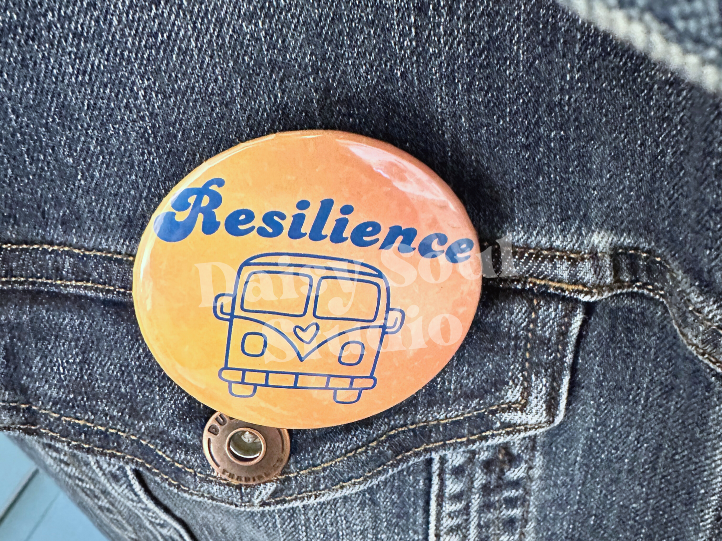 Resilience Vintage Retro Bus Pin - 2.25"