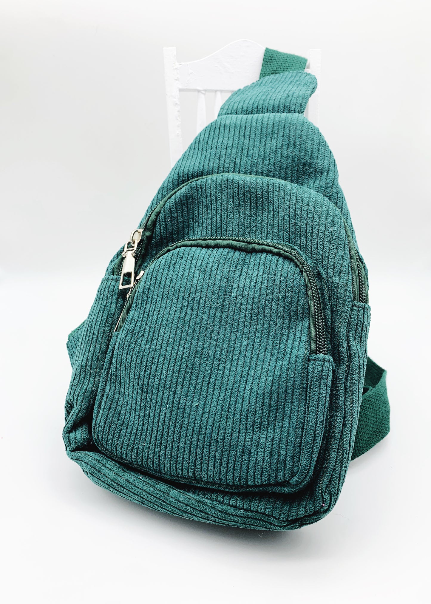 Green Corduroy Sling Bag