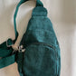 Green Corduroy Sling Bag
