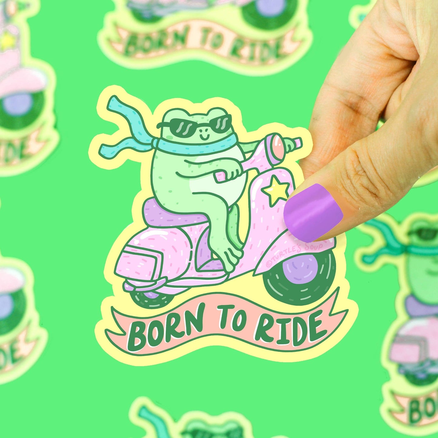 Born to Ride Frog Motorcycle Sticker